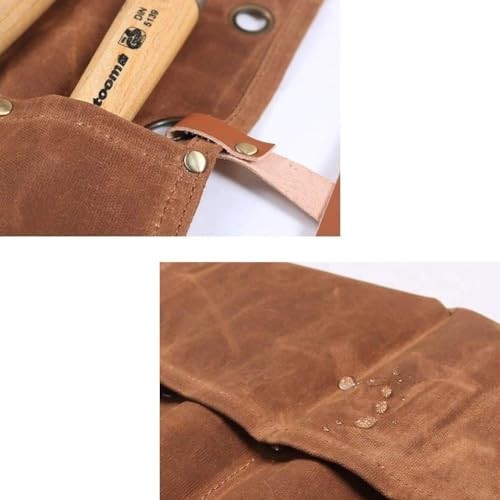 Waxed Canvas Tool Roll Pouch Organizer 4 Pockets Khaki for Wrenches Chisels