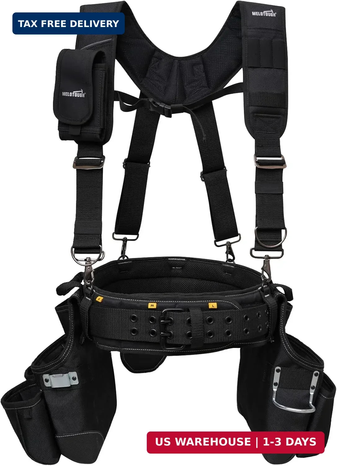 MELOTOUGH Tool Belt with Suspenders Tool Bag Supenders Framers Comb Apron Tool B