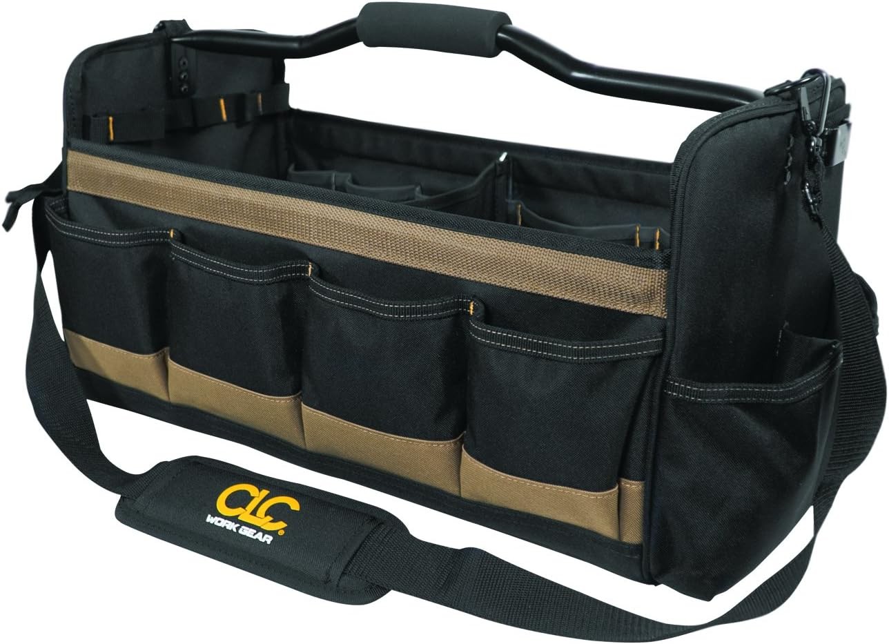 Custom Leathercraft WORK GEAR 1579 20″, Open Top,Soft Sided Tool Box, 27 Pockets