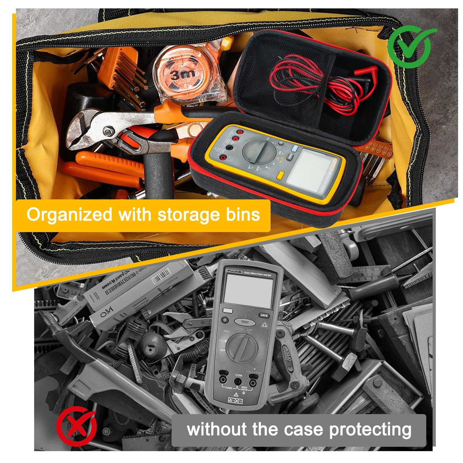 Hard Multimeter Carrying Case Compatible with Fluke, Klein, AstroAI, Kaiweets…