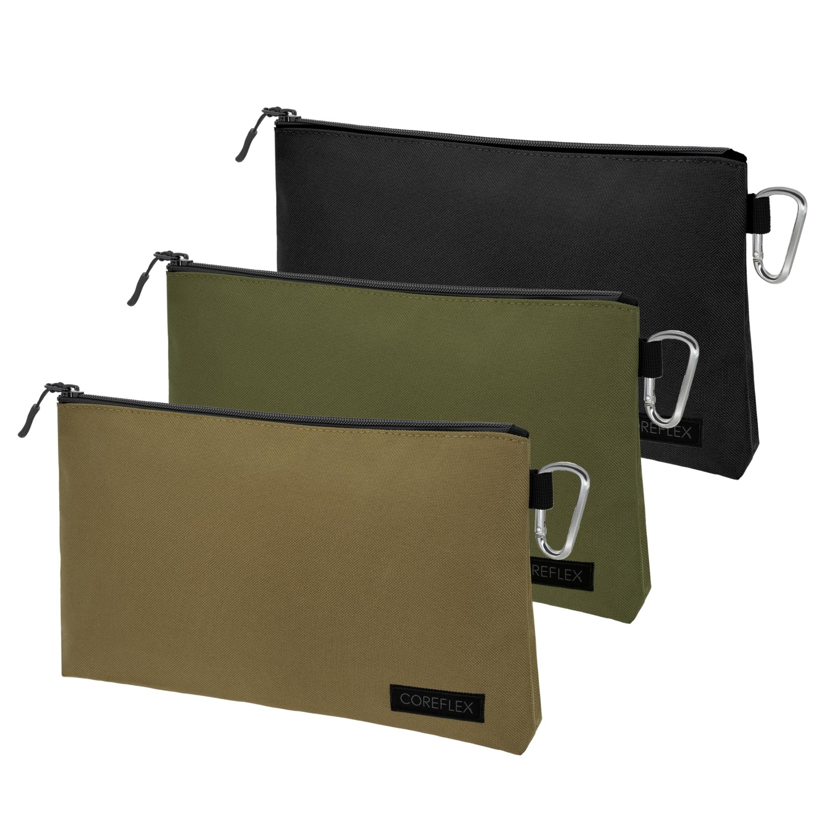 3 Pack Large 12 Inch Tool Pouch Zipper Bag Heavy Duty Flat Bottom YKK Storage