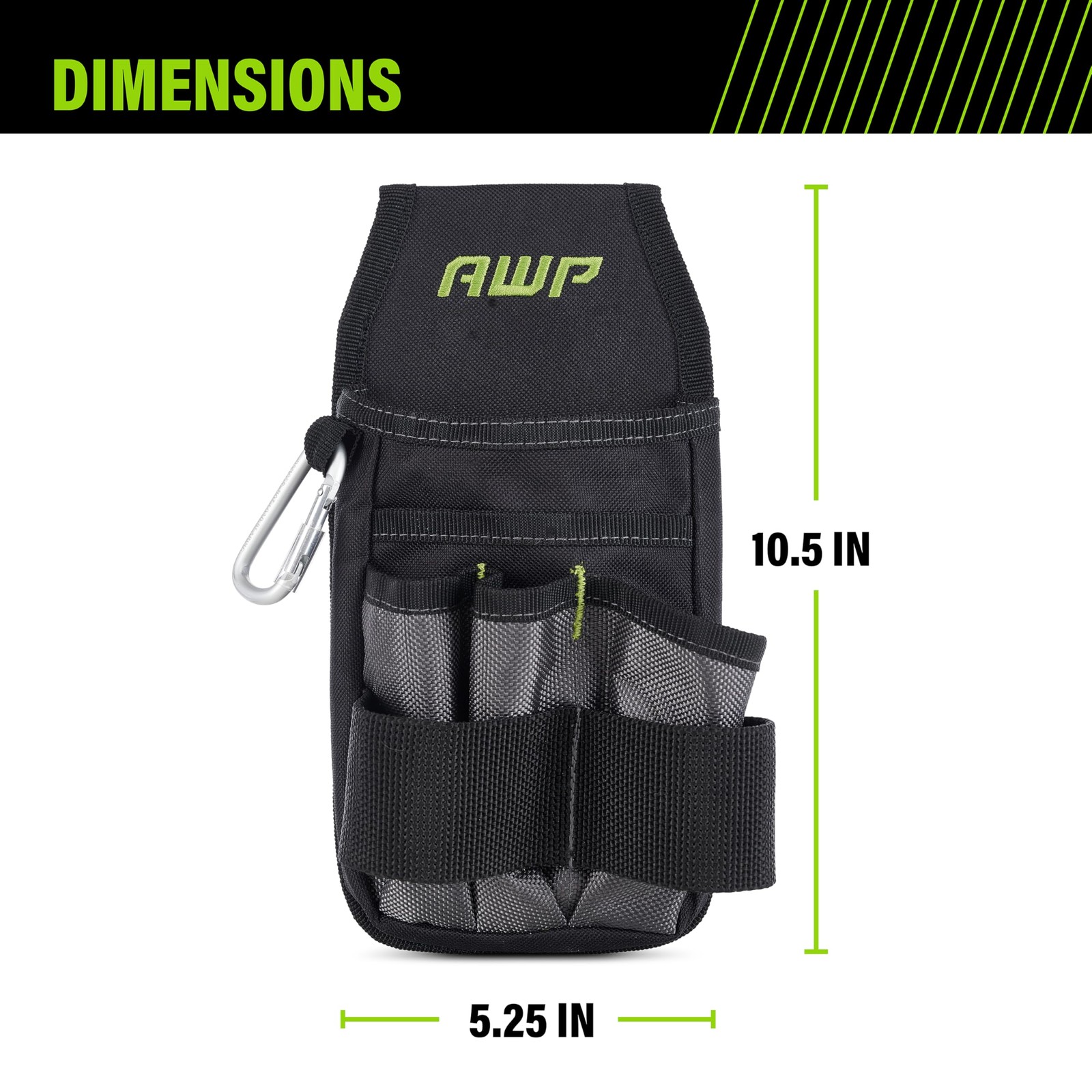 AWP Premium Tool Pouch Multi-Pocket Organizer for Electricians, 1 Pack, Black