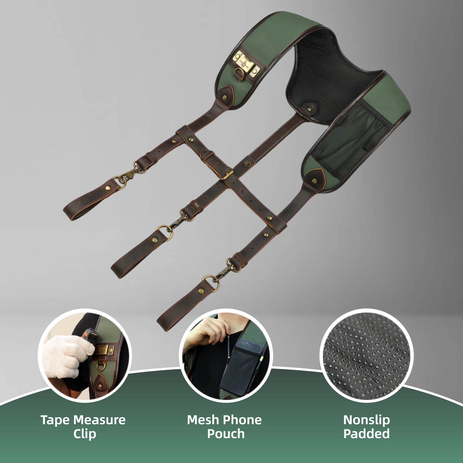 TOURBON Canvas Tool Harness Suspender Carpenter Rig Belt Contractor Holder Strap