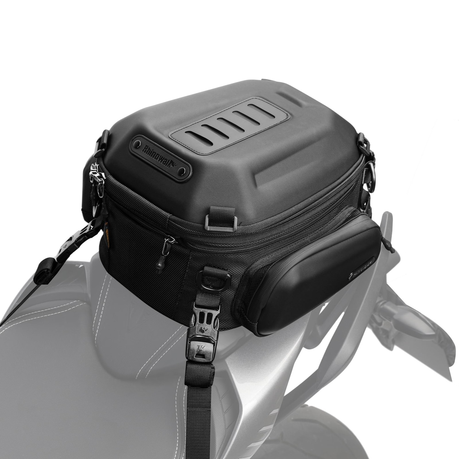 Rhinowalk Motorcycle Tail Bag Expandable Hard Shell Motorcycle Travel Luggage 12
