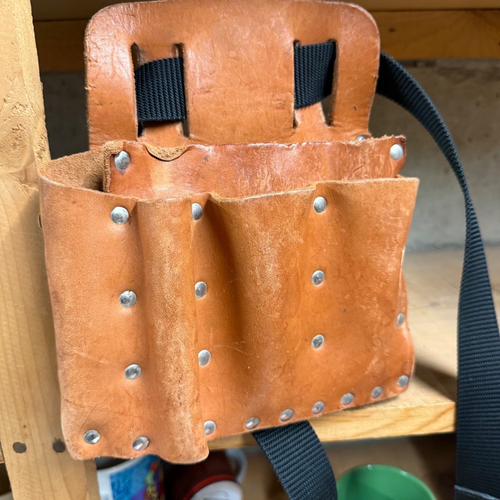 Unbranded Leather Tool Pouch Mens One Size Brown Good Multi-Pocket Riveted Belt