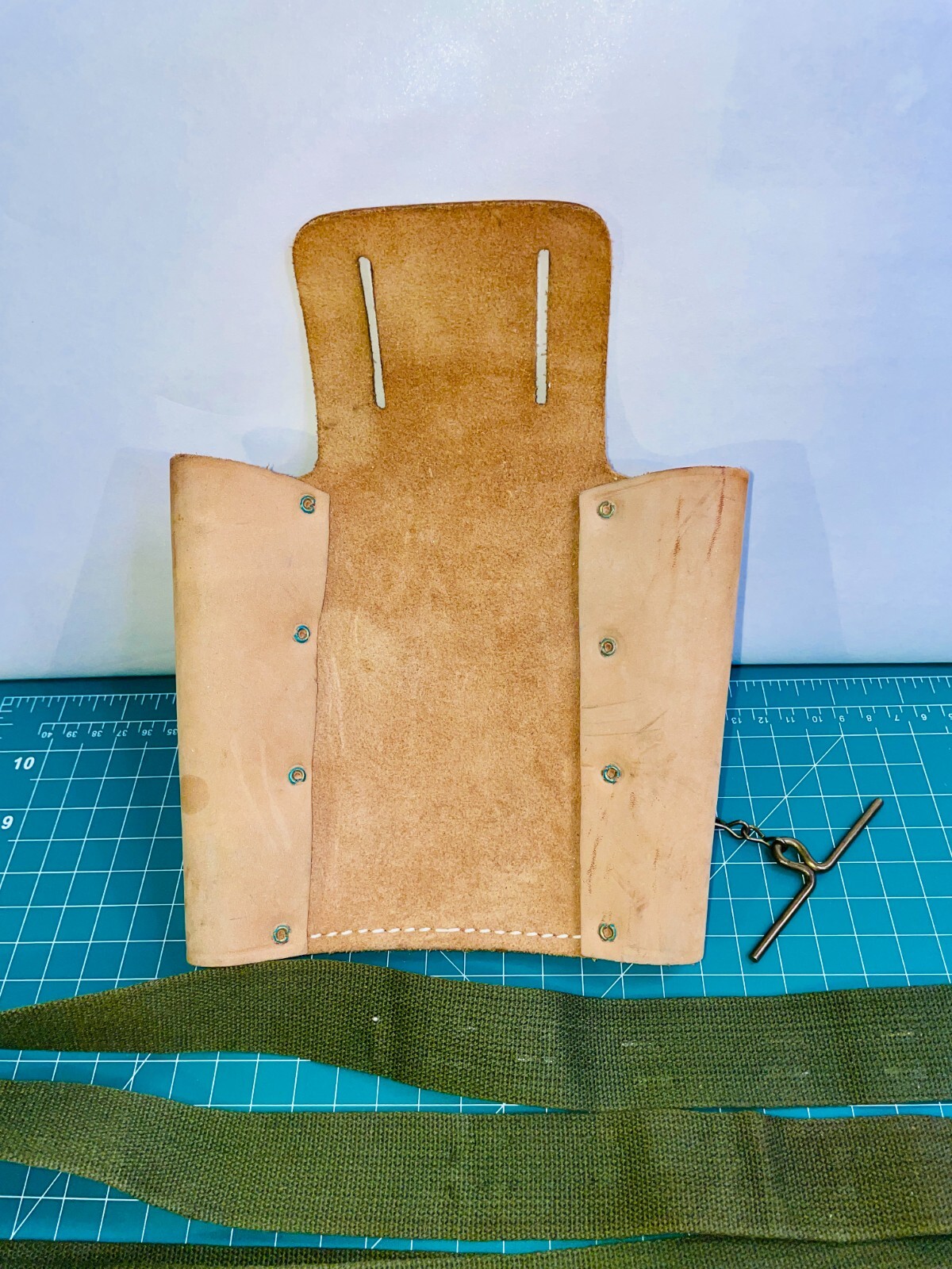Nicholas No. 150 Tool Pouch Cowhide Leather With Green Strap Made In USA