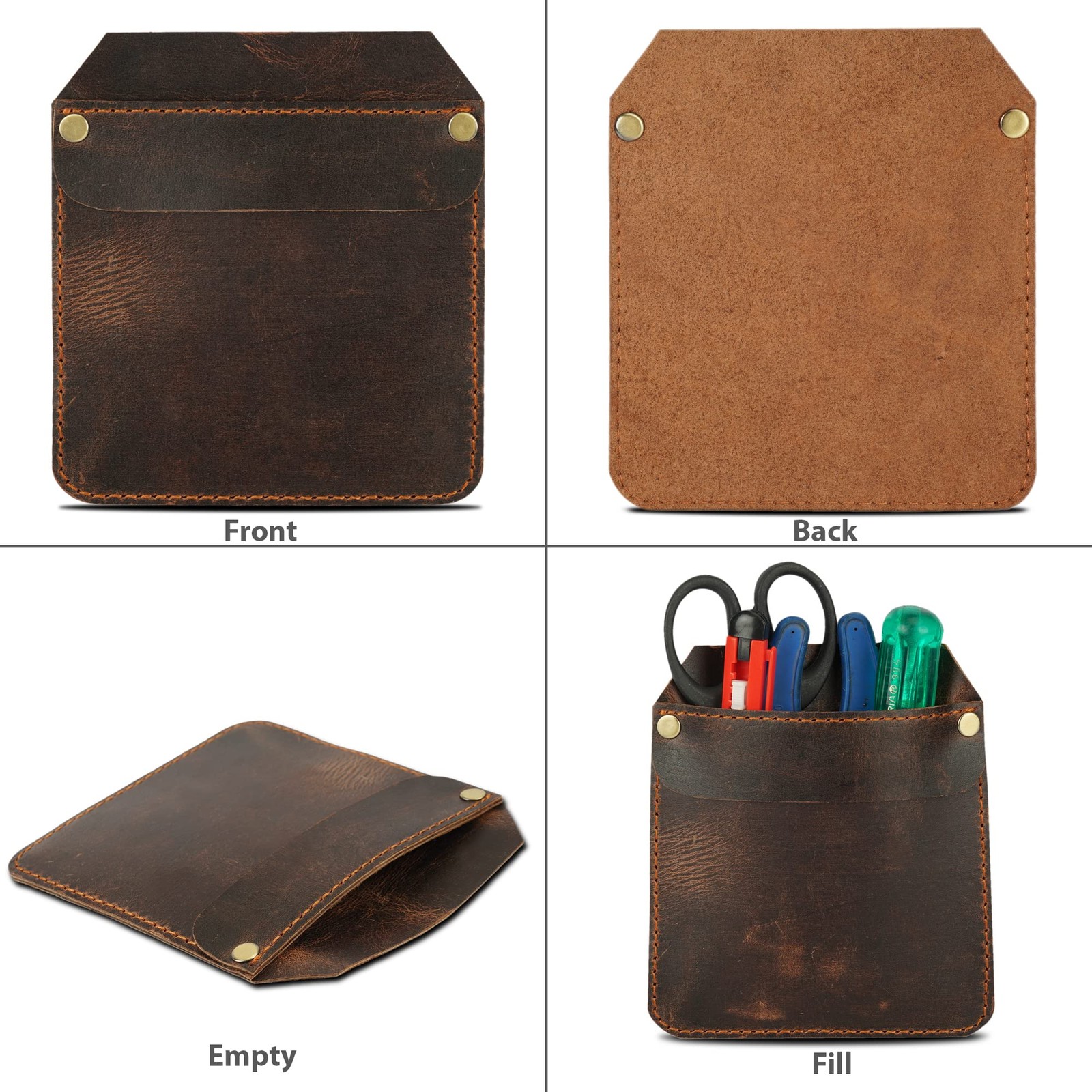Genuine Leather Pocket Protector for Men, Durable Tool Pouch for Jeans, Brown…
