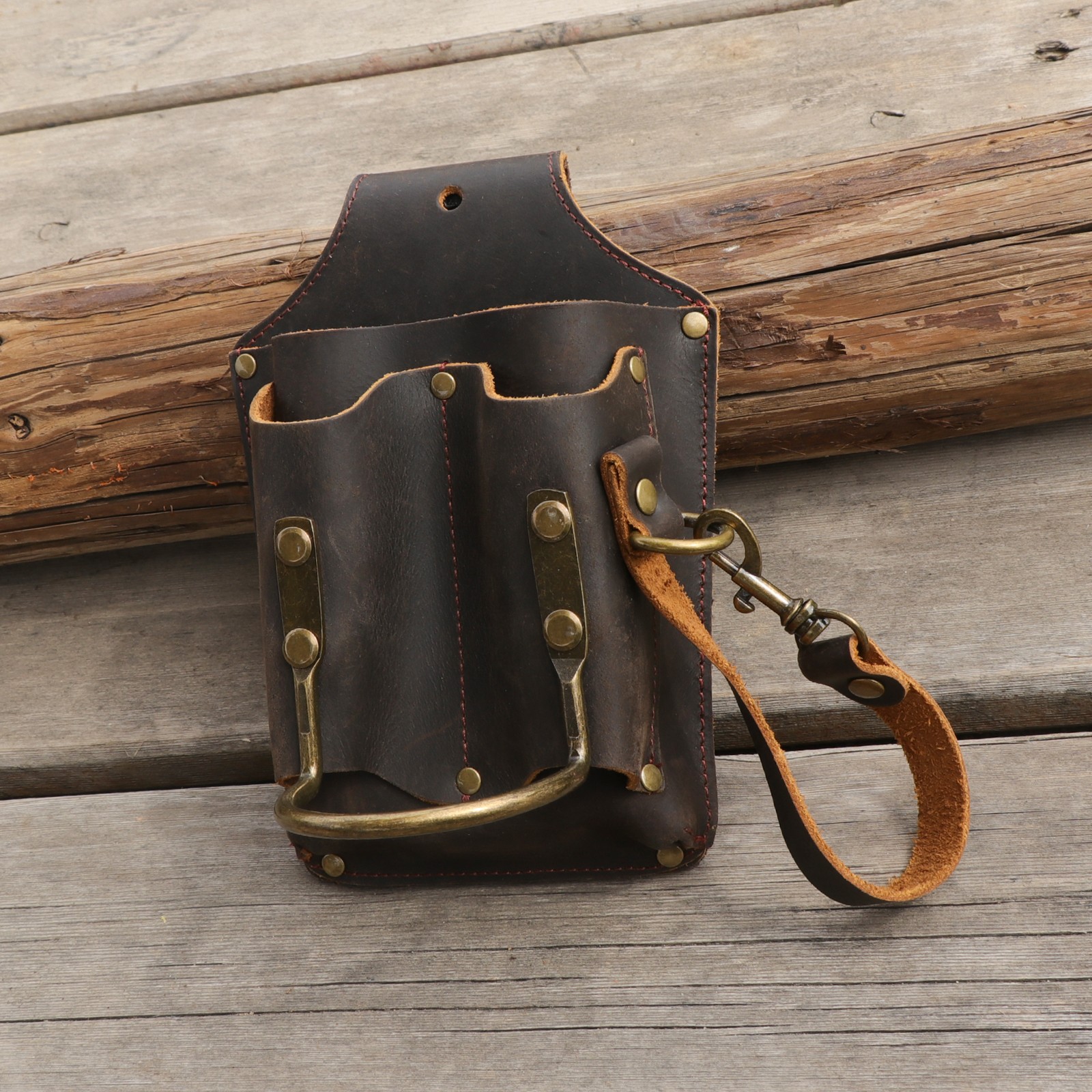 TOURBON Leather Electrician DIY Tool Holder Tunnel Hammer Belt Pouch 5-in-1 Case