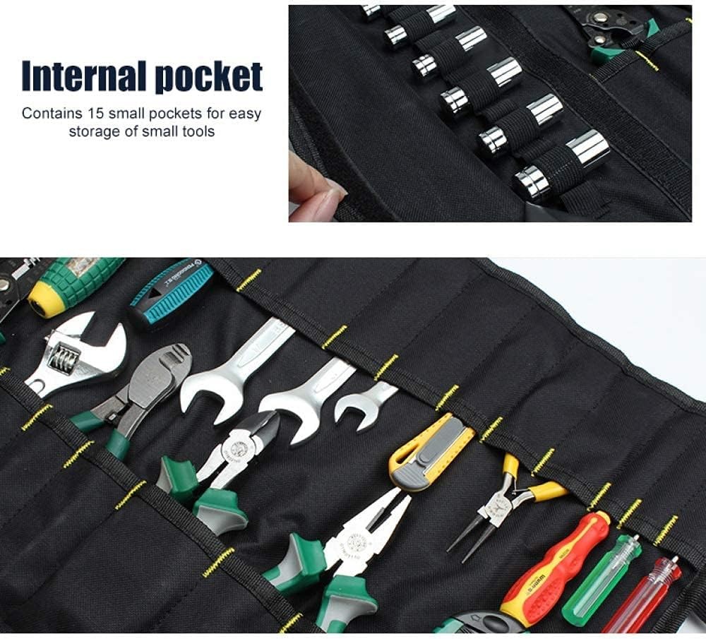 Canvas Tool Roll Up Bag Organizer 20 Pockets Durable Pouch for Mechanics Electri