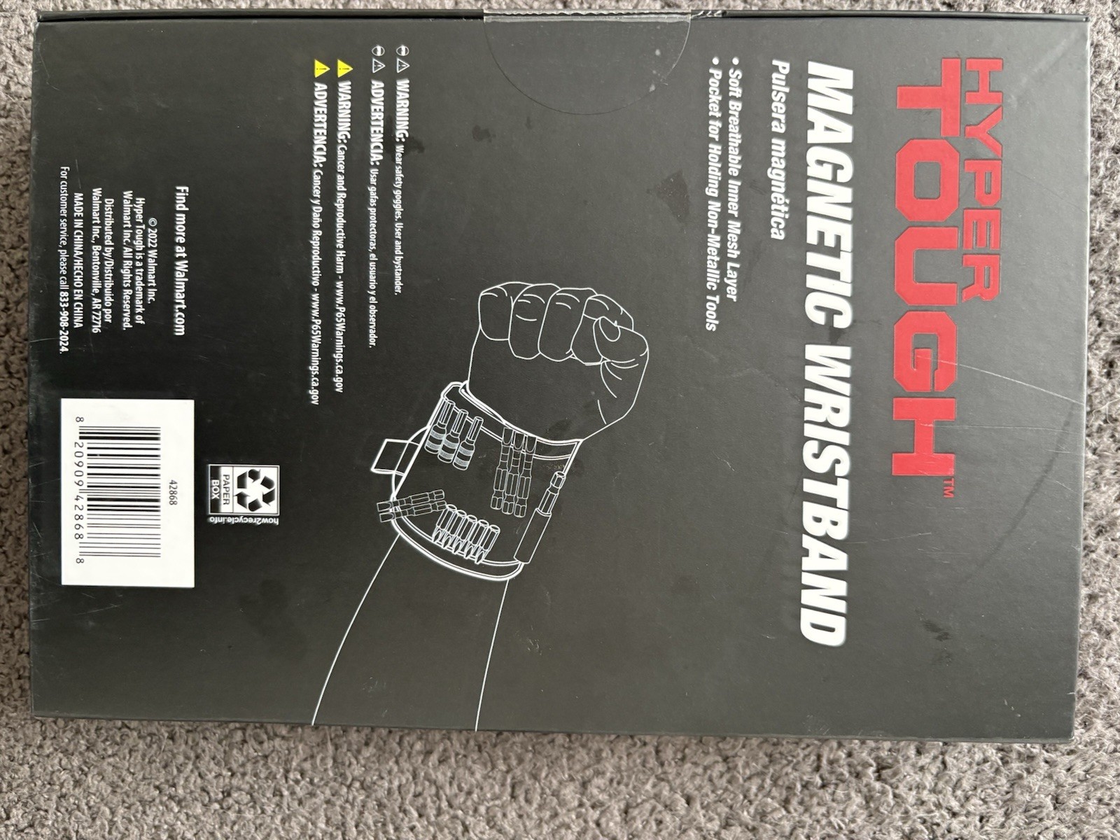 Hyper Tough Magnetic Wristband With Tool Pocket & Breathable Mesh NEW Sealed Pac