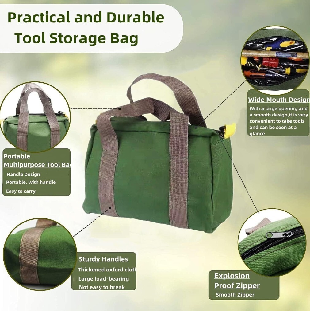 Canvas Portable Tool Storage Bag Wrench Screwdriver Organizer Pouch Toolkit US
