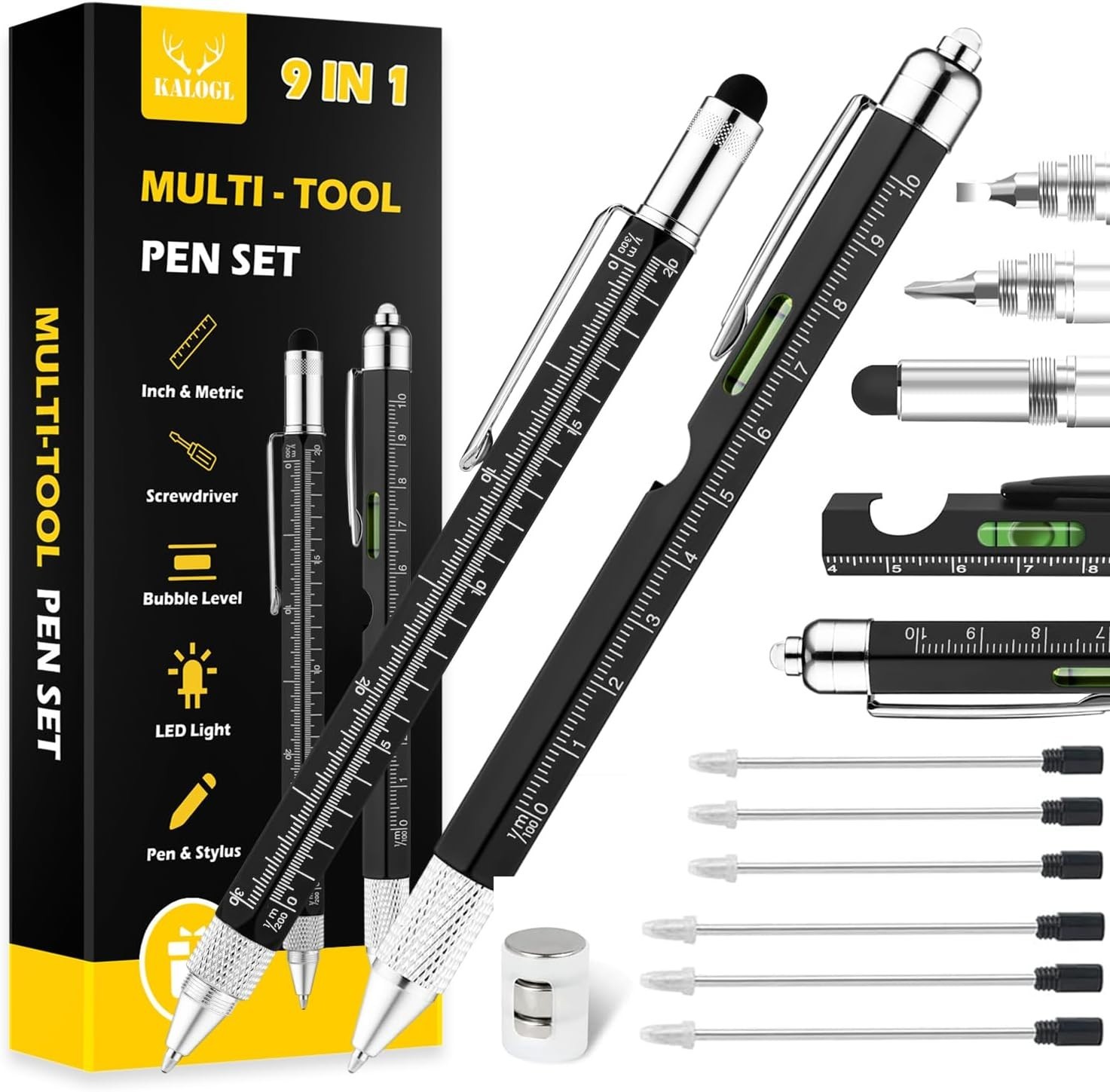 2 Pack Multi-Tool Pens with Stylus & LED – Perfect for Dads and Holidays!