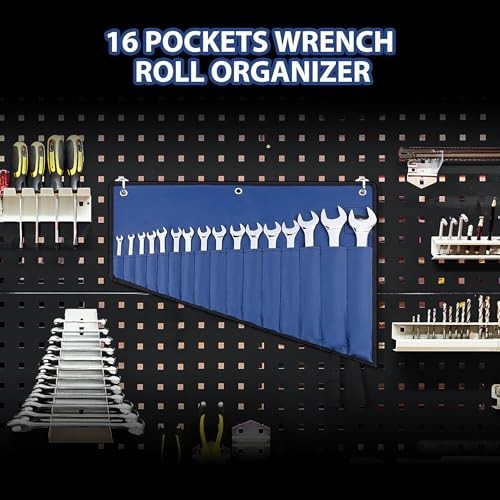 Wrench Roll Organizer 16 Pockets Waterproof 600D Oxford Fabric Tool Bag