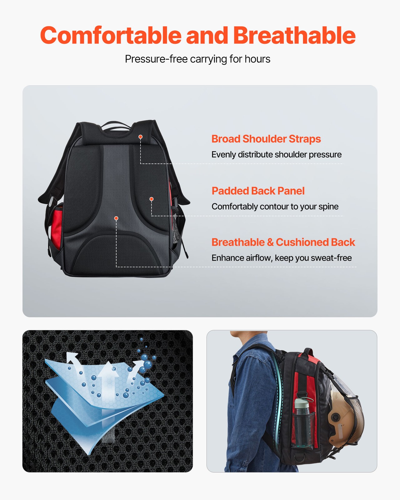 VEVOR 25.2L Welding Backpack 1680D Polyester Welder Backpack for Tool and Helmet