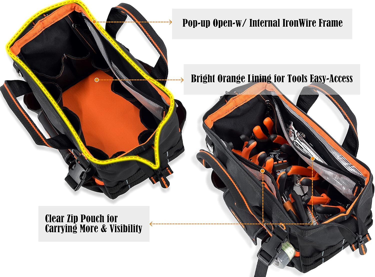 Compact 13-Inch Tool Bag with 4 Pouches for Ultimate Organization