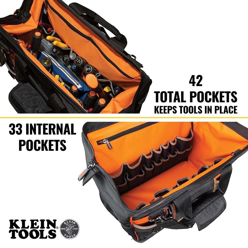Wide-Open Tool Bag, 1680D Ballistic Weave, Molded Bottom, Detachable Strap, Dura