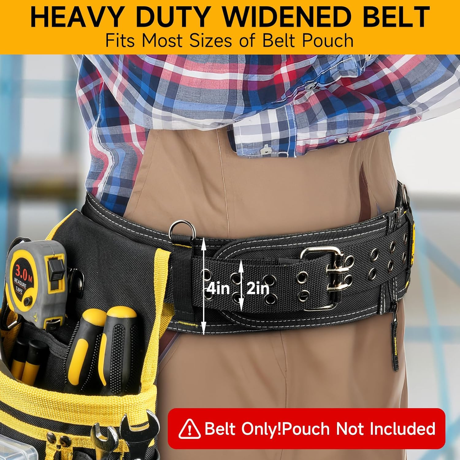 4-Inch Padded Tool Belt,Heavy Duty Tool Belts for Men with 4 Suspenders Ring,Wor