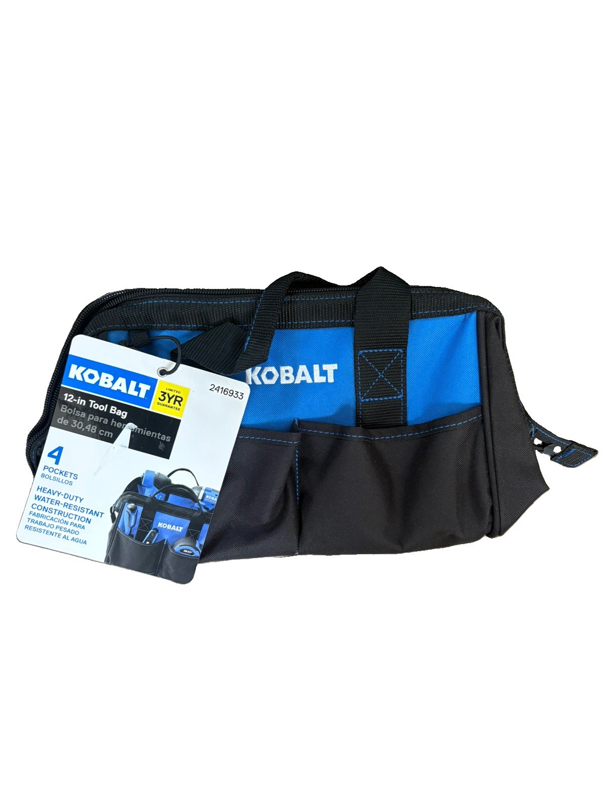 12″ Kobalt Black/blue Polyester 12-in W x 7-in D x 9-in L Tool bag – tool bag