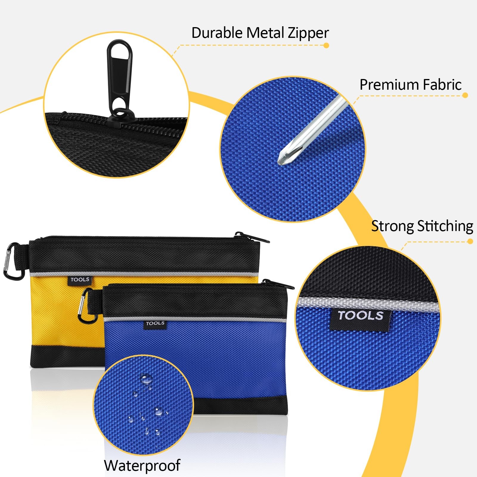 4 Pack Tool Pouch, Small Tool Bag with Zipper, 1680D Oxford Waterproof…