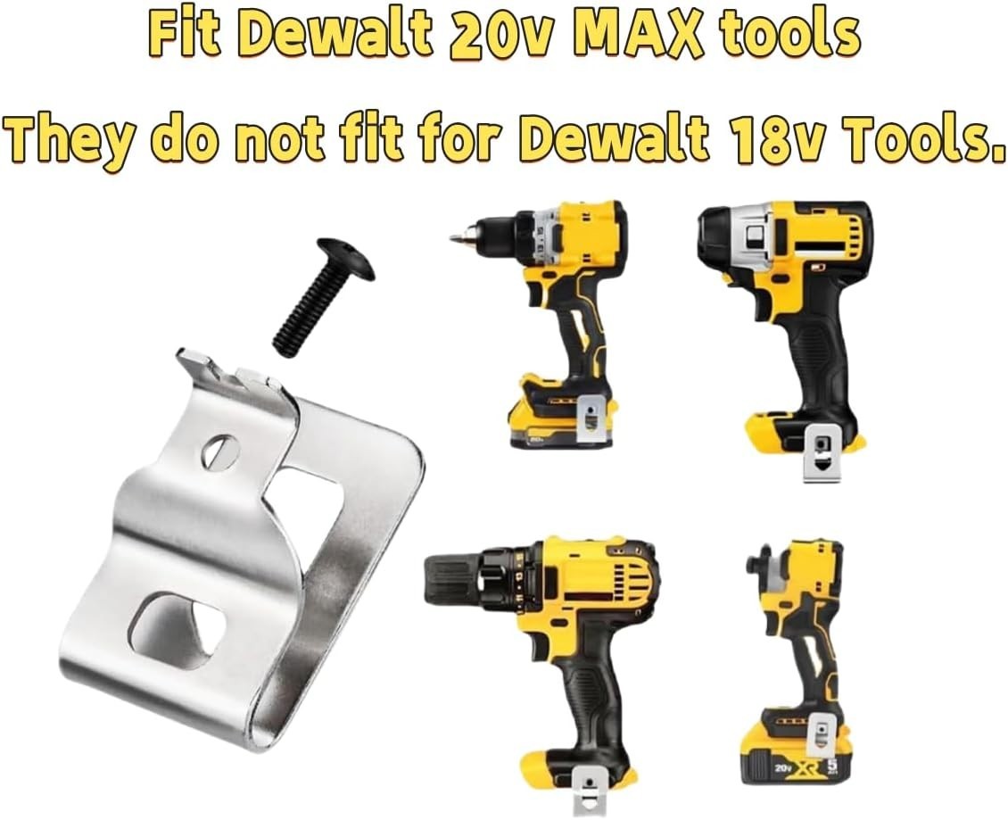 Reliable 2pcs Belt Clips for De-walt 20V MAX Tools – Stainless Steel Design