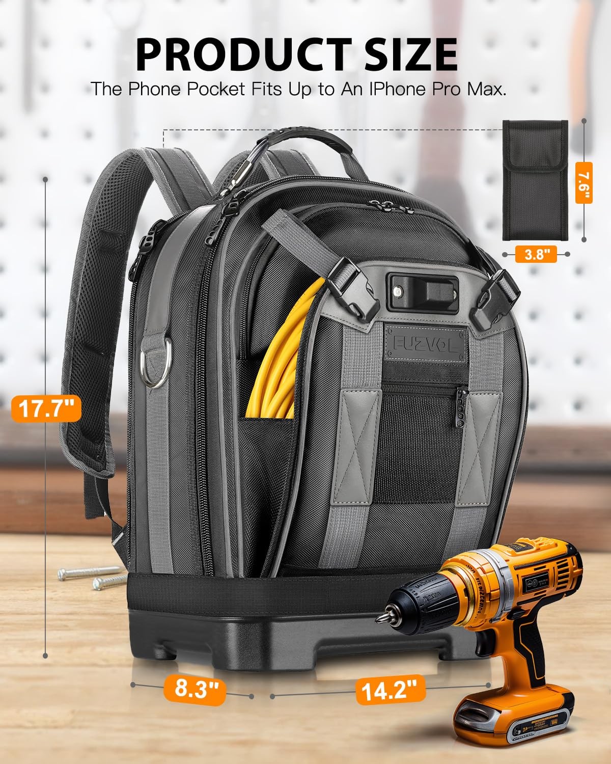 Tool Backpack with Laptop Compartment, Full-Open Tool Bag, Hvac Tool Bags, He…