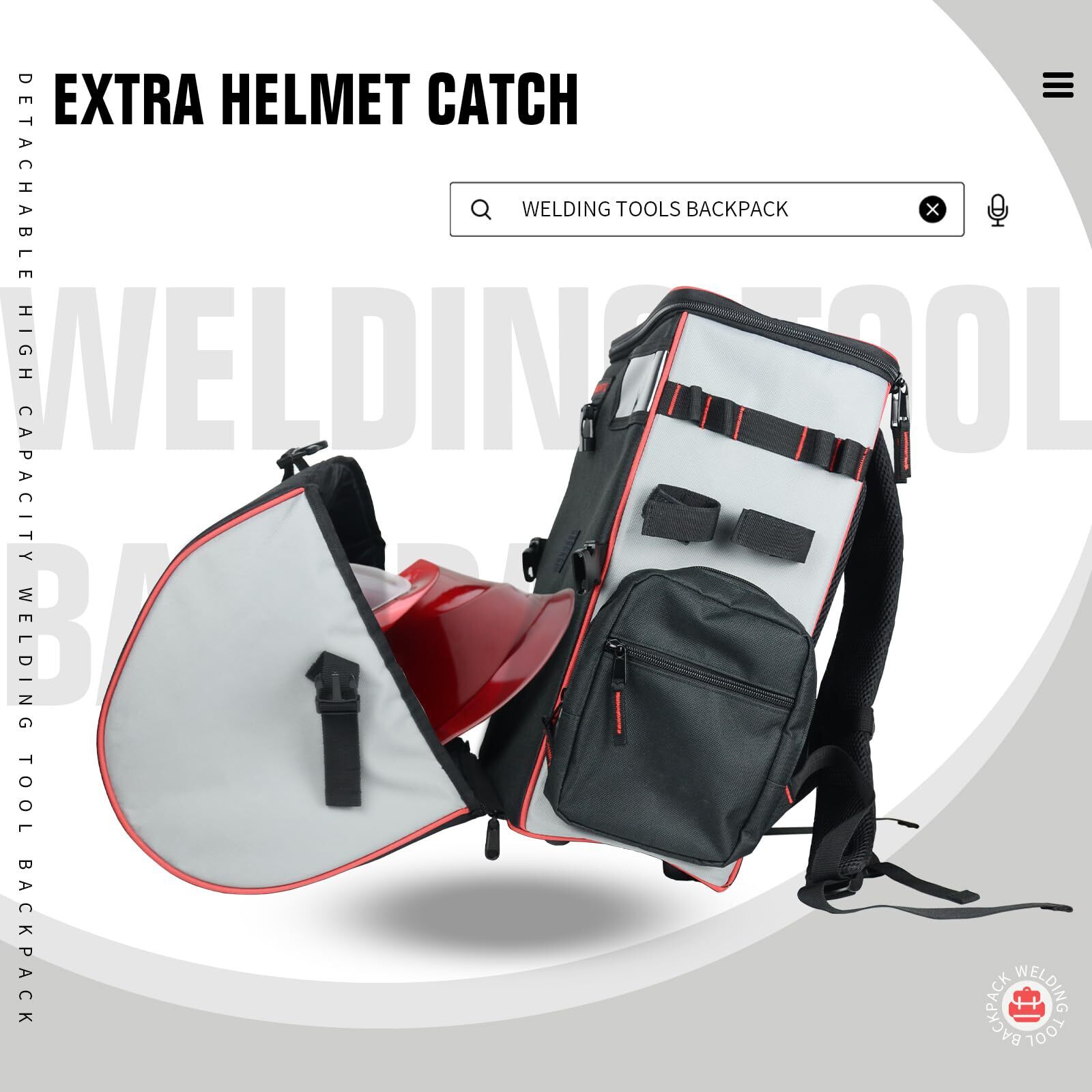 TRQWH Welder’s Backpack with Helmet Catch & Reinforced Bottom, Waterproof