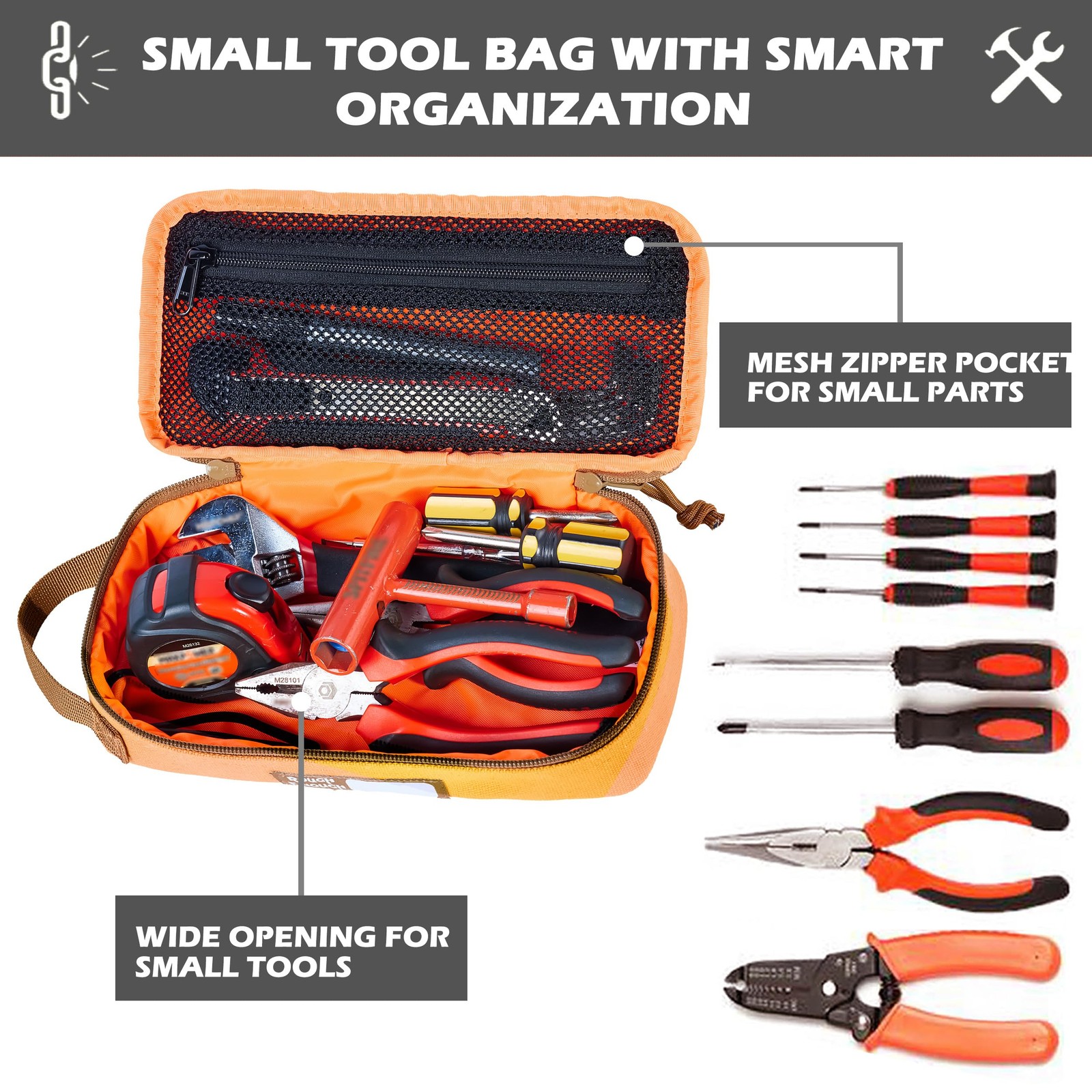 Rough Enough Small Tool Bag Pouch Canvas Portable Tool Box Organizer Case wit…