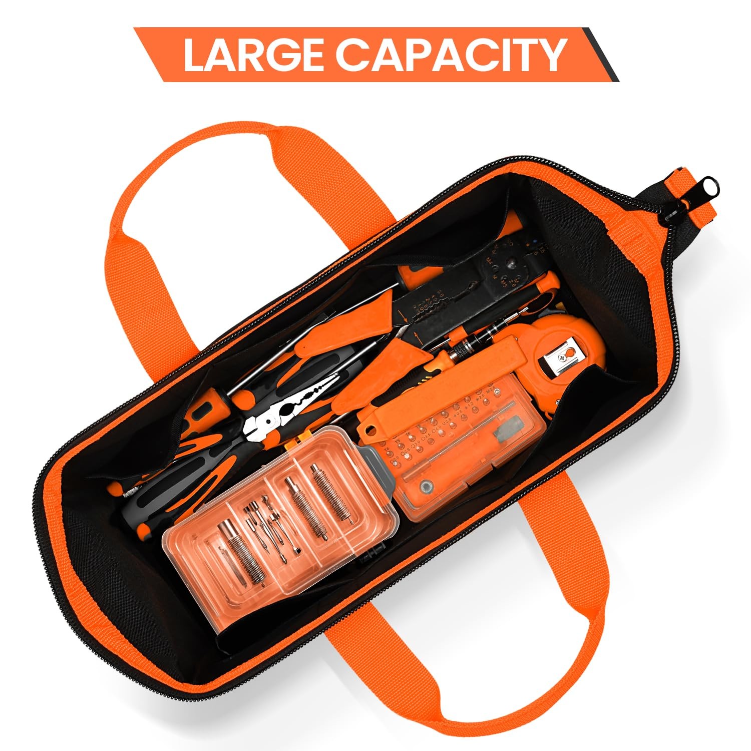 Large Tool Bag Organizer 18 Pockets 15.7×11.4×9.8 Inch Heavy Duty 600D