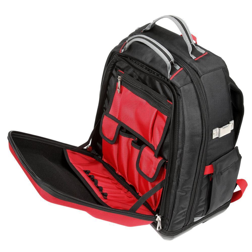 milwaukee packout backpack 15 in. 3-pack zipper tool bags storage nylon red