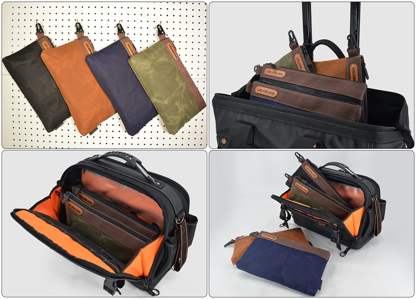 Heavy-Duty Canvas Tool Pouch – 4PCS, 12″ Waxed Canvas Zipper Tool Pouch