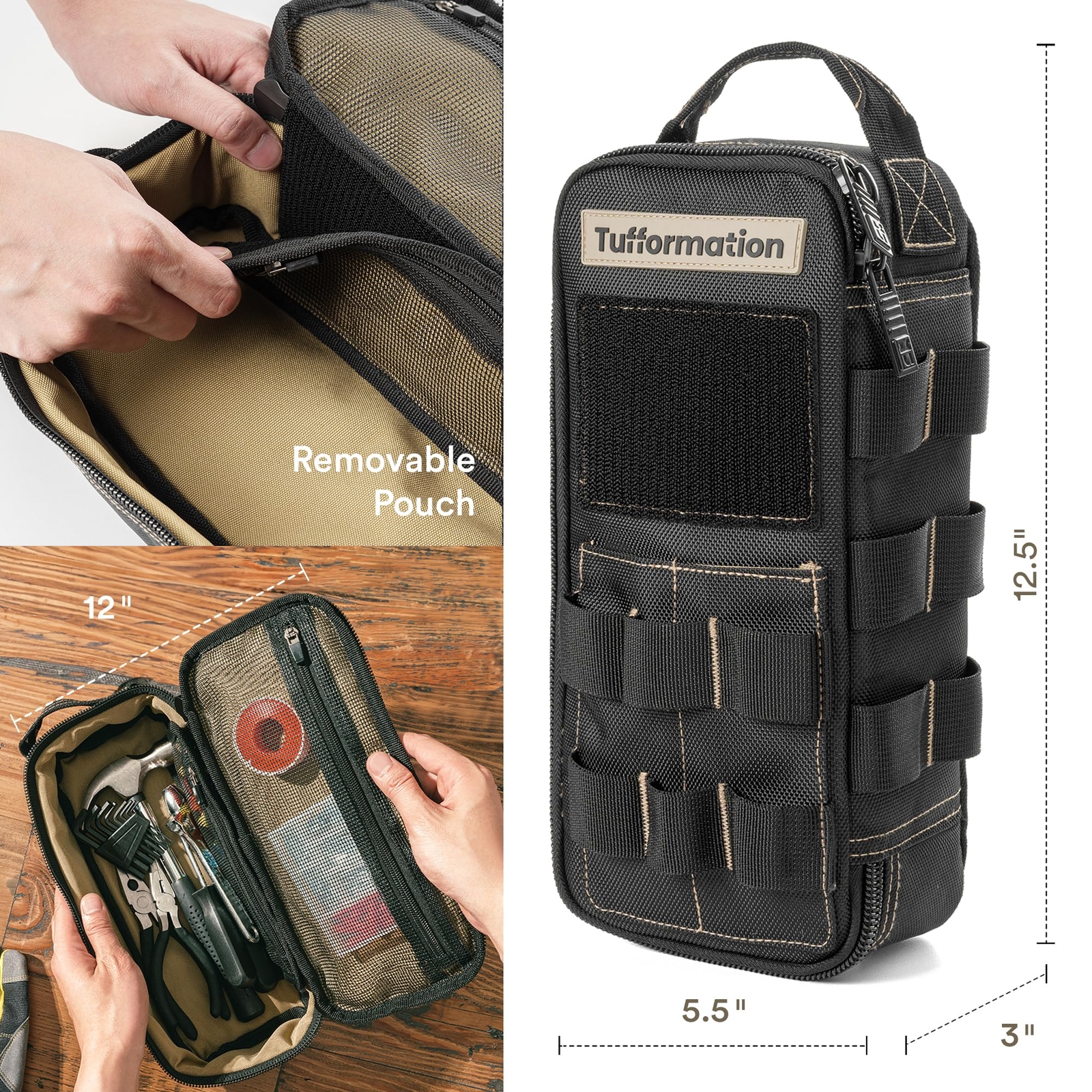 Heavy Duty Small Tool Bag Pouch Portable Utility Organizer Case With Zipper Hand