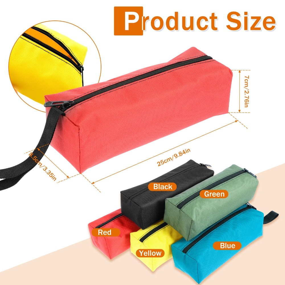 5PCS Canvas Tool Pouch Bags Zipper Small Multipurpose Pouch Heavy Duty Organizer