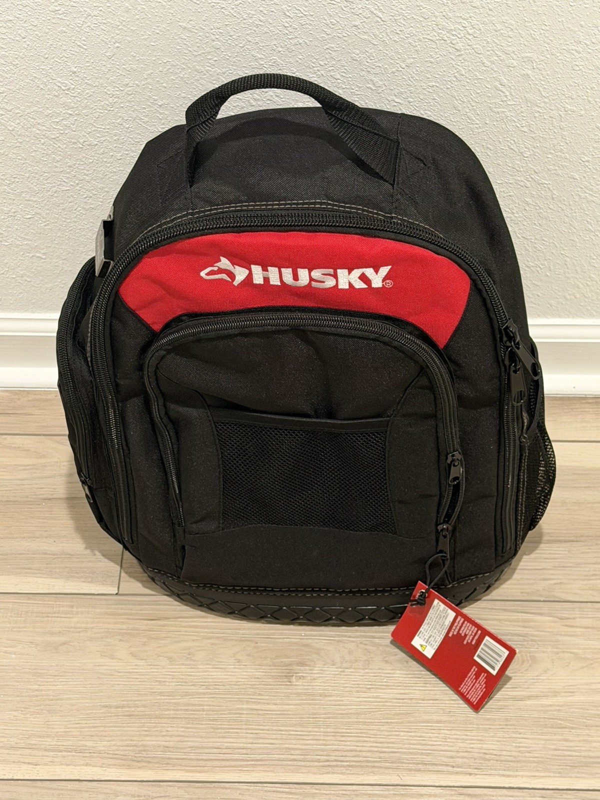 Husky 16 in. Tool Backpack Heavy Duty Rubber Bottom Storage Bag H-68003
