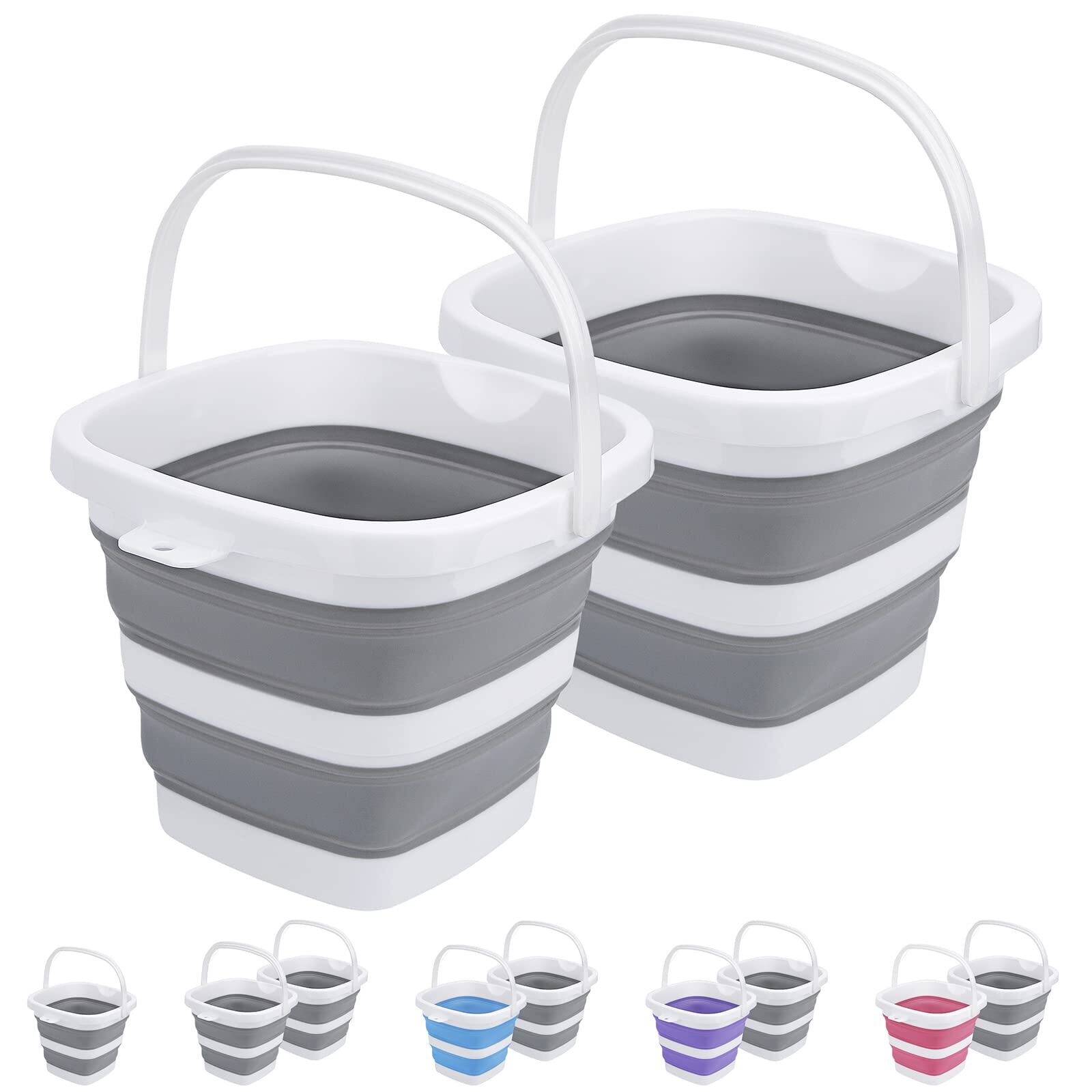 2 Pack Collapsible Buckets 5l 1.3gallon Small Cleaning Bucket For Household Port