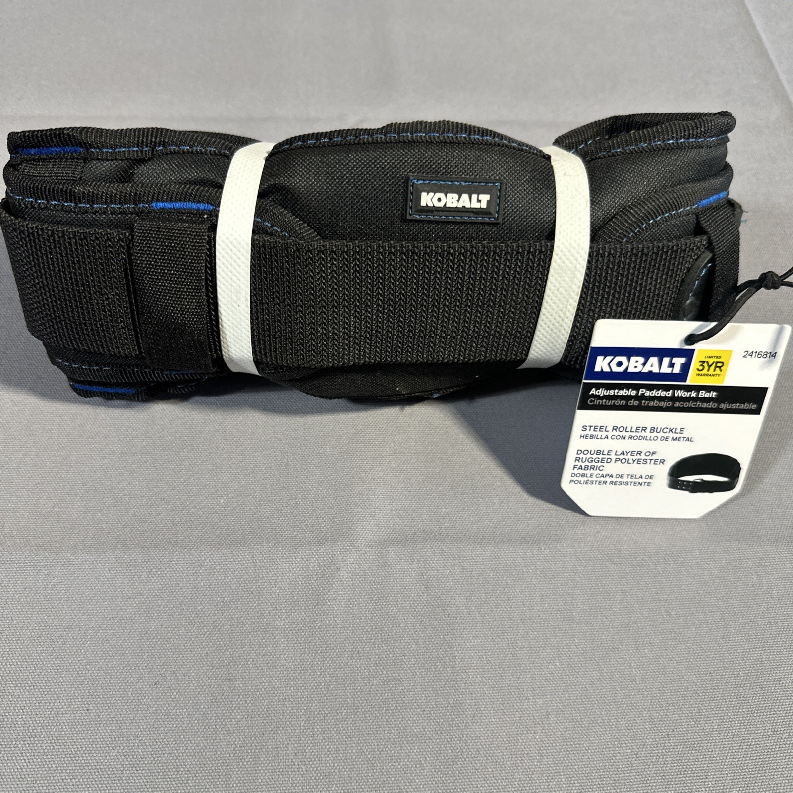 Kobalt General Construction Polyester/Leather Adjustable Padded Tool (Work) Belt