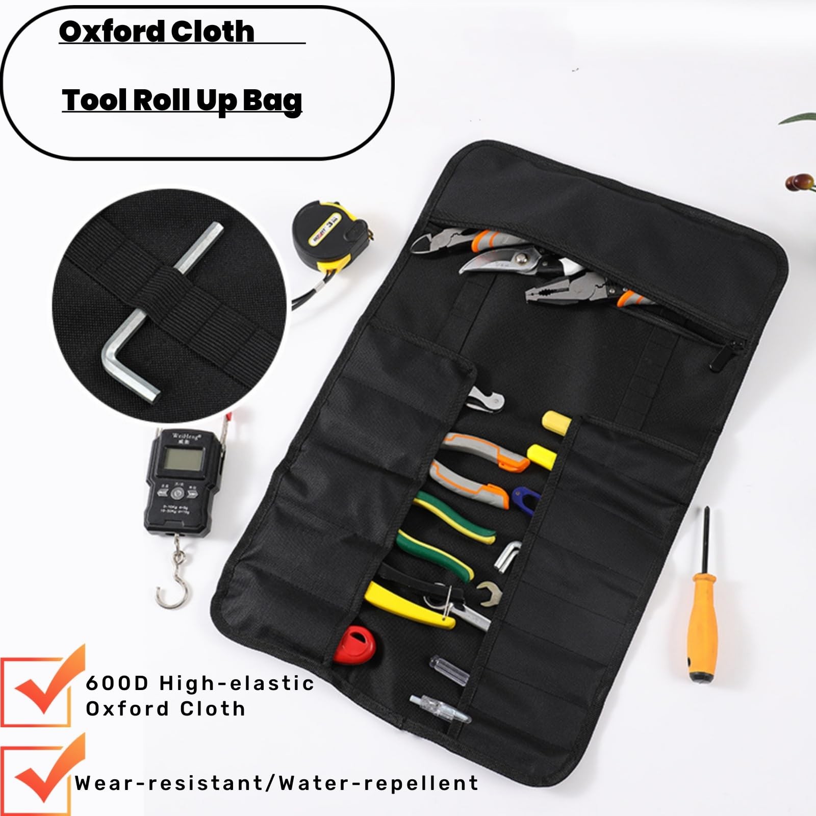 Blue Roll Up Tool Bag Organizers Wrench Roll 22 Pouches Storage For Mens