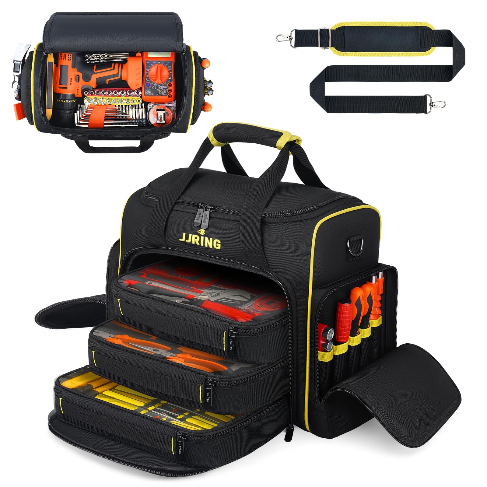 2.0 Gen Tool Bag 3 Removable Cases Double Layer Large Capacity Tote Yellow