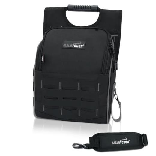 Electrician Tool Pouch with Shoulder Strap, Zippered Flip Cover Tool Grey