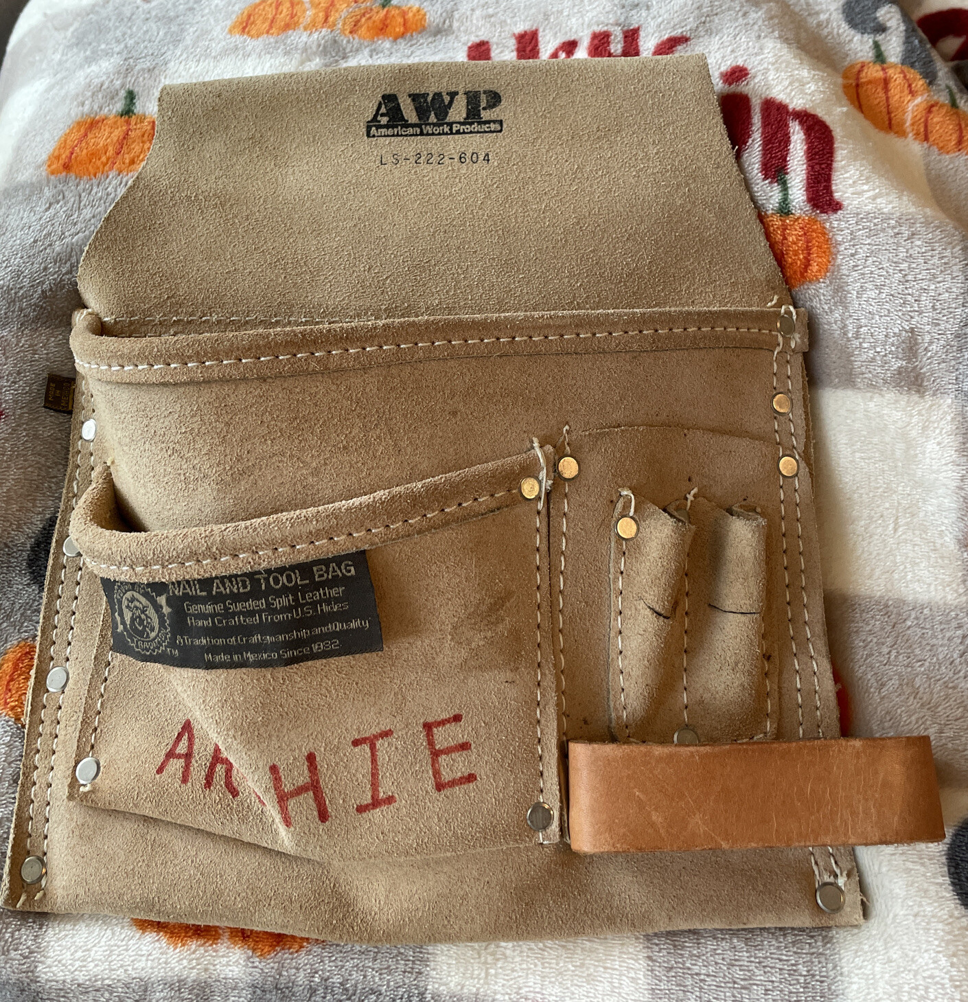 AWP American Work Products 2 Pouch LS-222-604 Nail And Tool Bag Genuine Leather