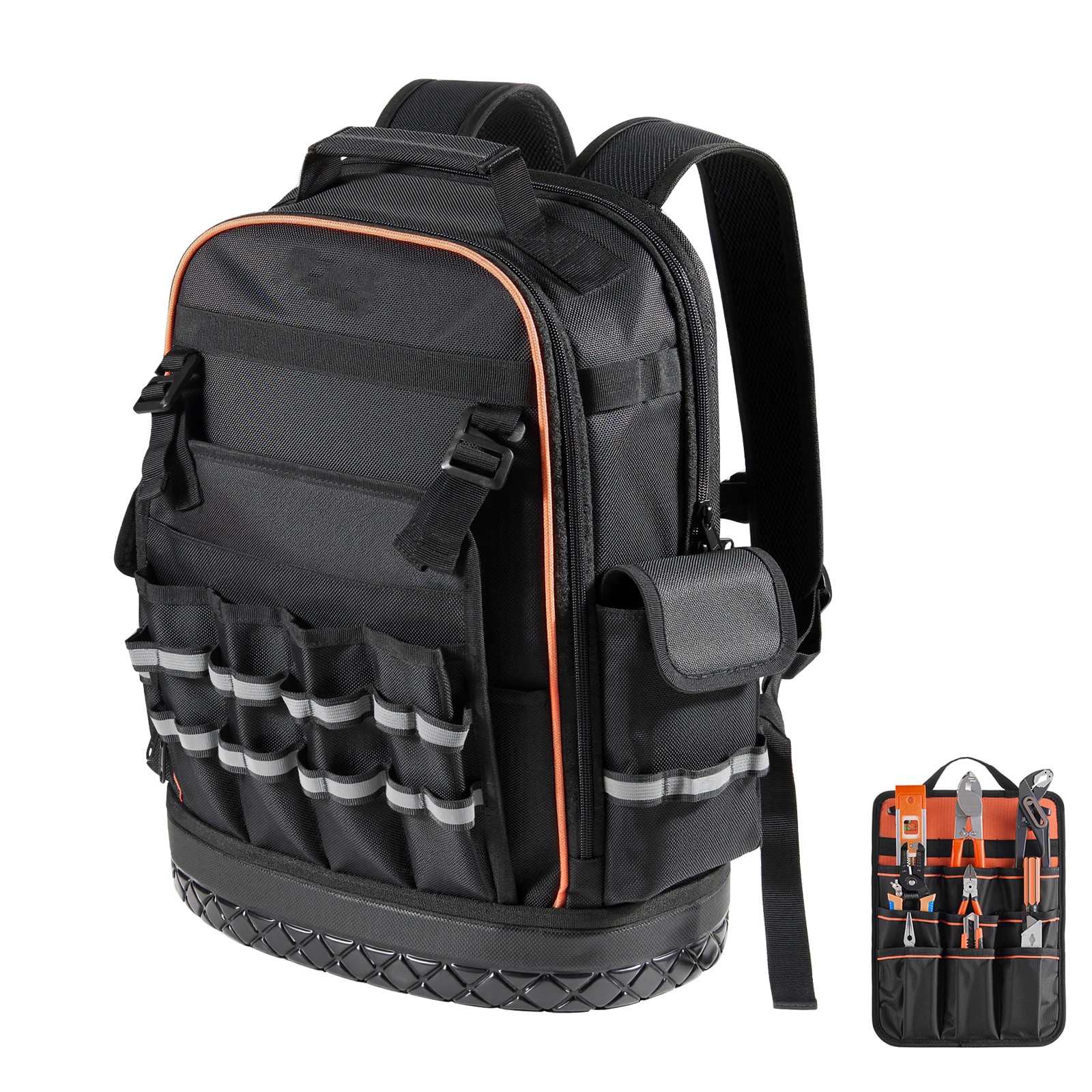 Uimoso Tool Backpack with 64Pockets,Durable Design for Electricians and JobSites