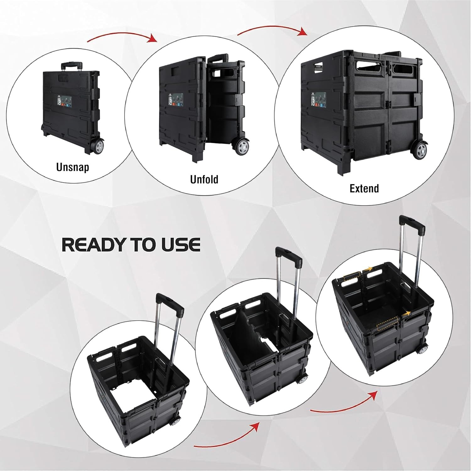 Portable Folding Cart with Telescopic Handle, 80 lb Capacity