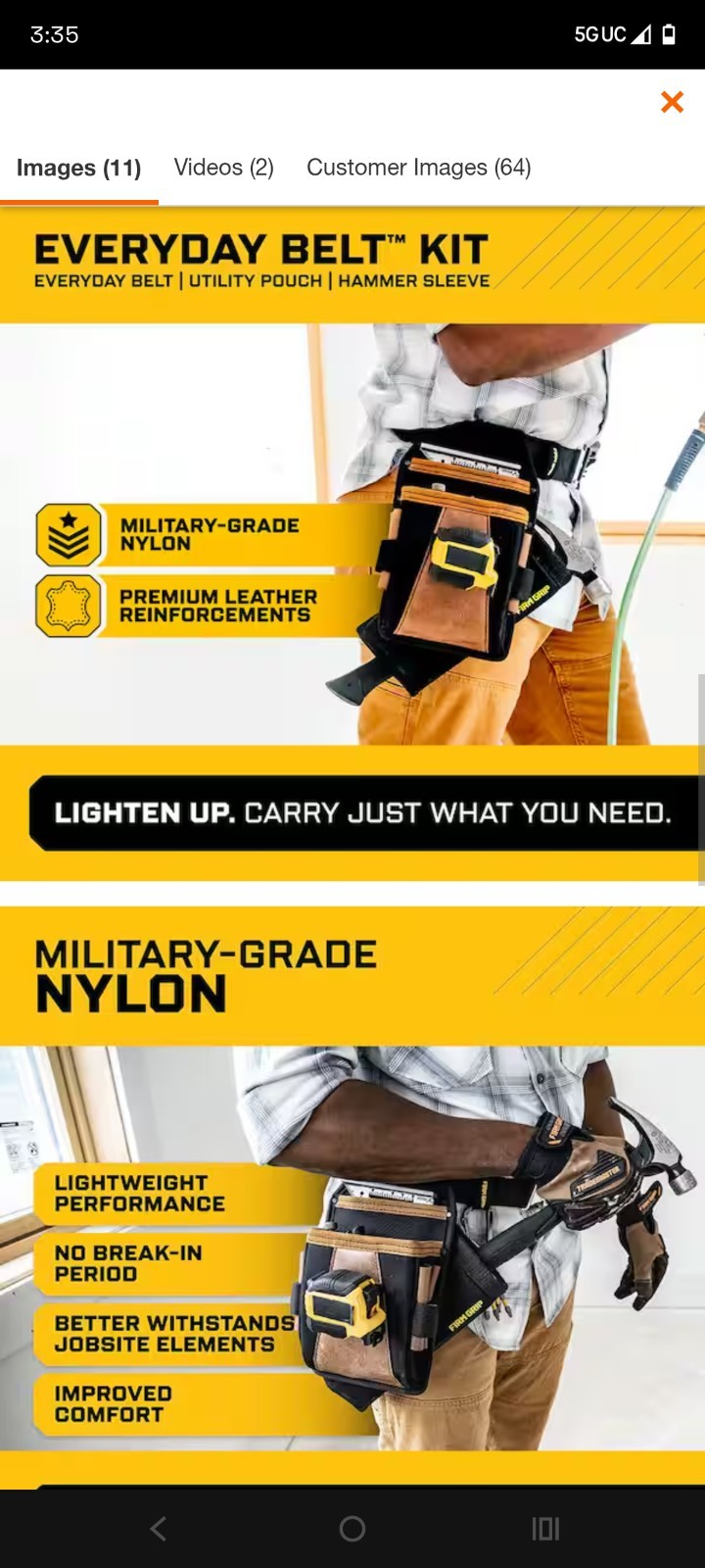 FIRM GRIP Build-A-Rig Everyday Belt Kit (Includes Pouch and Hammer Sleeve)