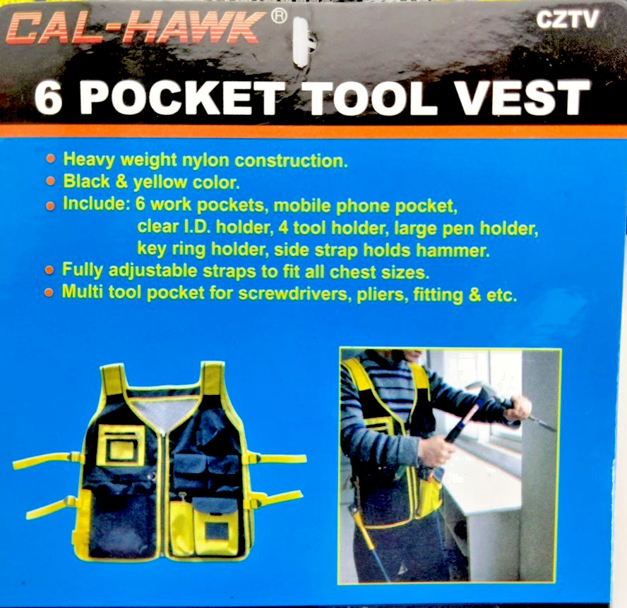 6 Pocket Heavy Weight NYLON Screwdriver Carpenter Fitting Nail Tapes Tools VEST