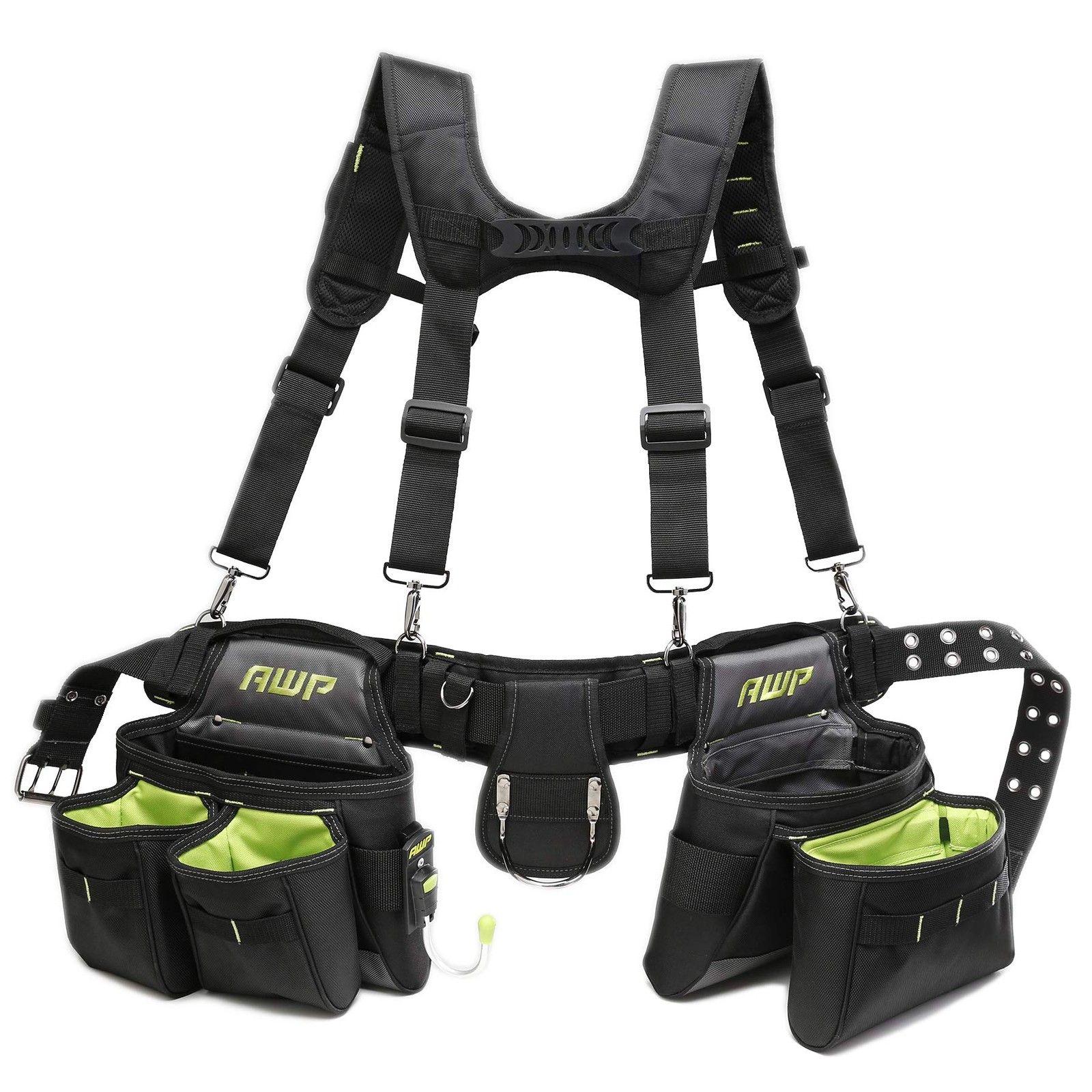 AWP Trapjaw Tool Belt Rig, 1 Rig Includes Belt and Pouches, Black and Green