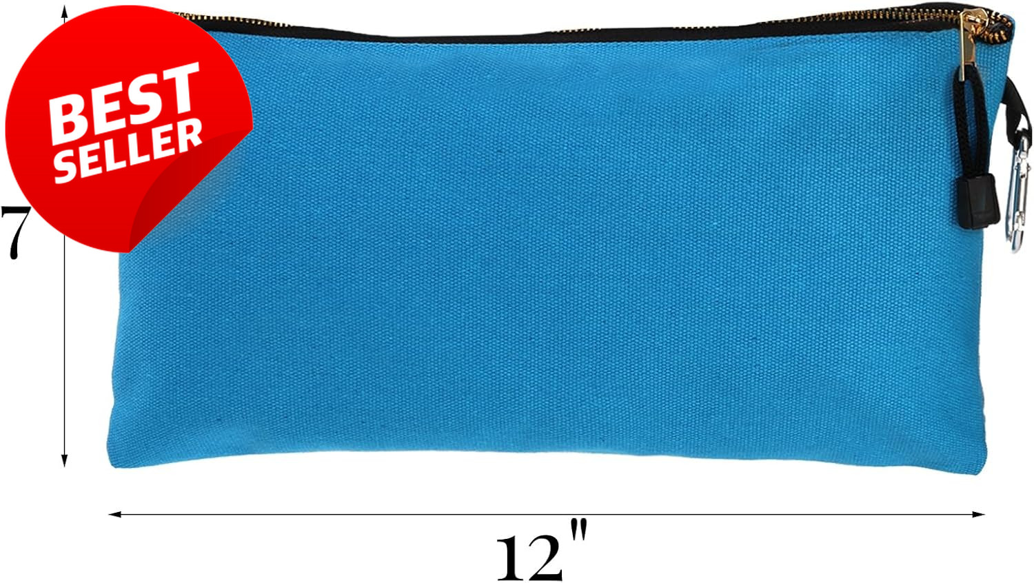 Canvas Tool Pouch 7 Pack 16oz Heavy Duty Zipper Organizer 12×7 w Carabiner – US