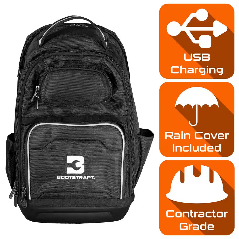 15 In. Contractor’S Backpack with Integrated Power Bank Compartment and Waterpro