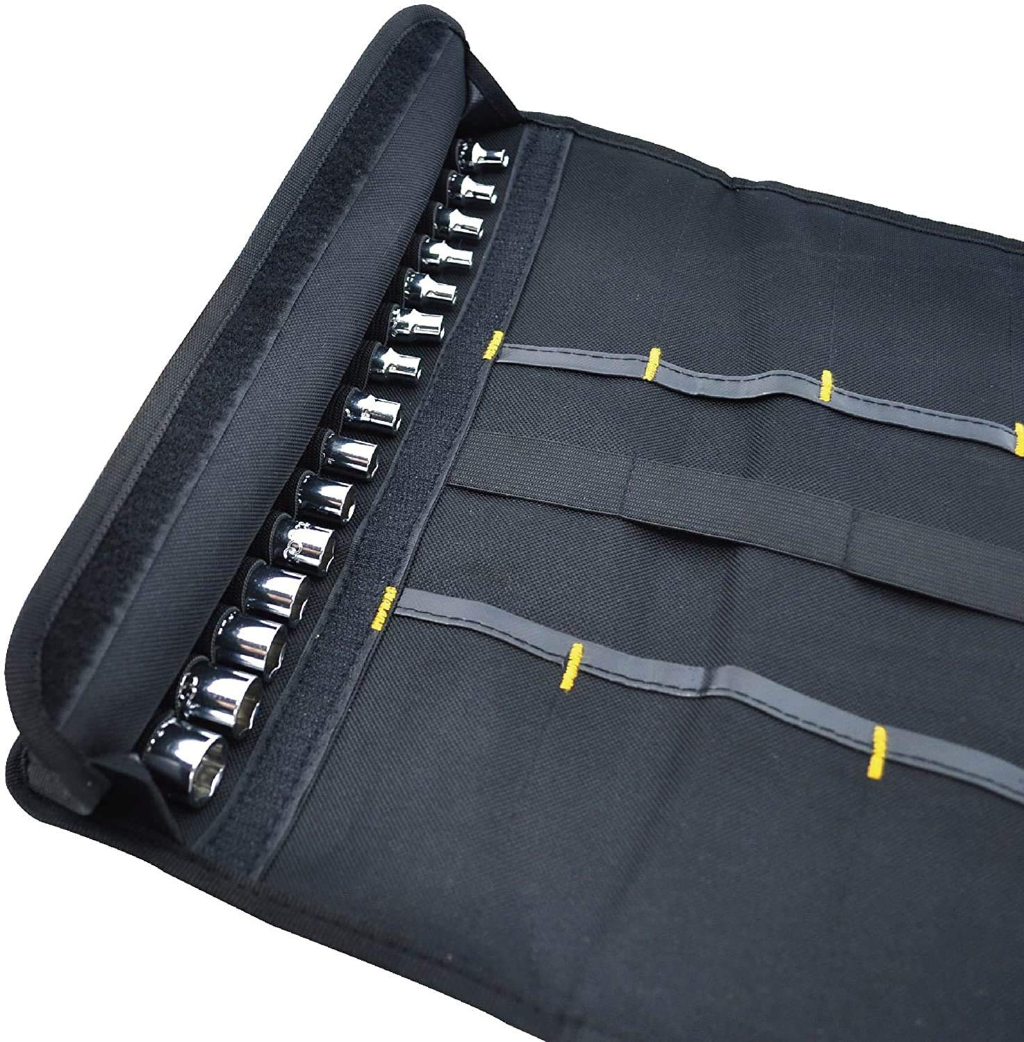 Canvas Tool Roll Up Bag Organizer with Pouches for Wrenches,Screwdrivers,Sock
