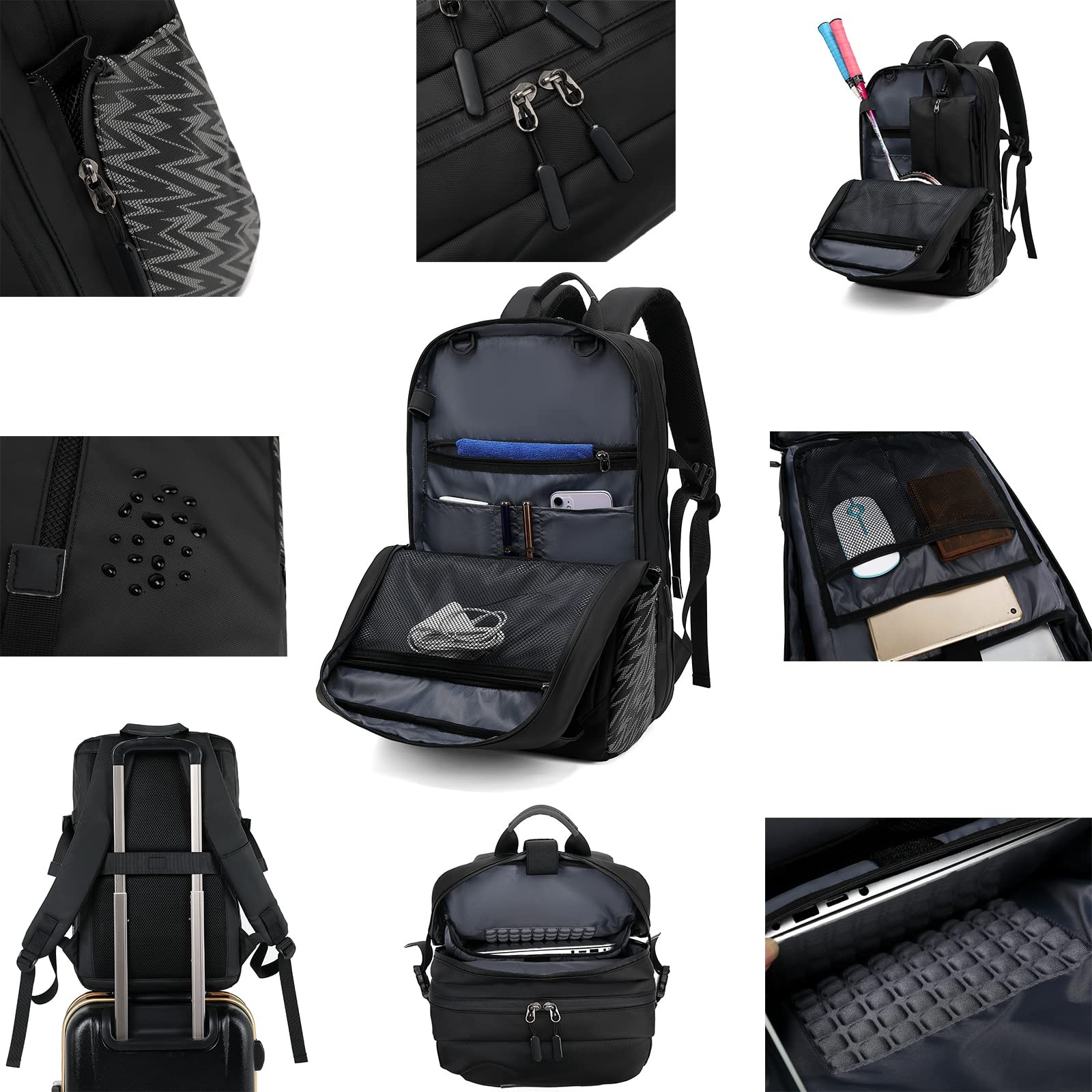 Motorcycle Backpack with 17″ Laptop Compartment, Waterproof, Adjustable Helmet