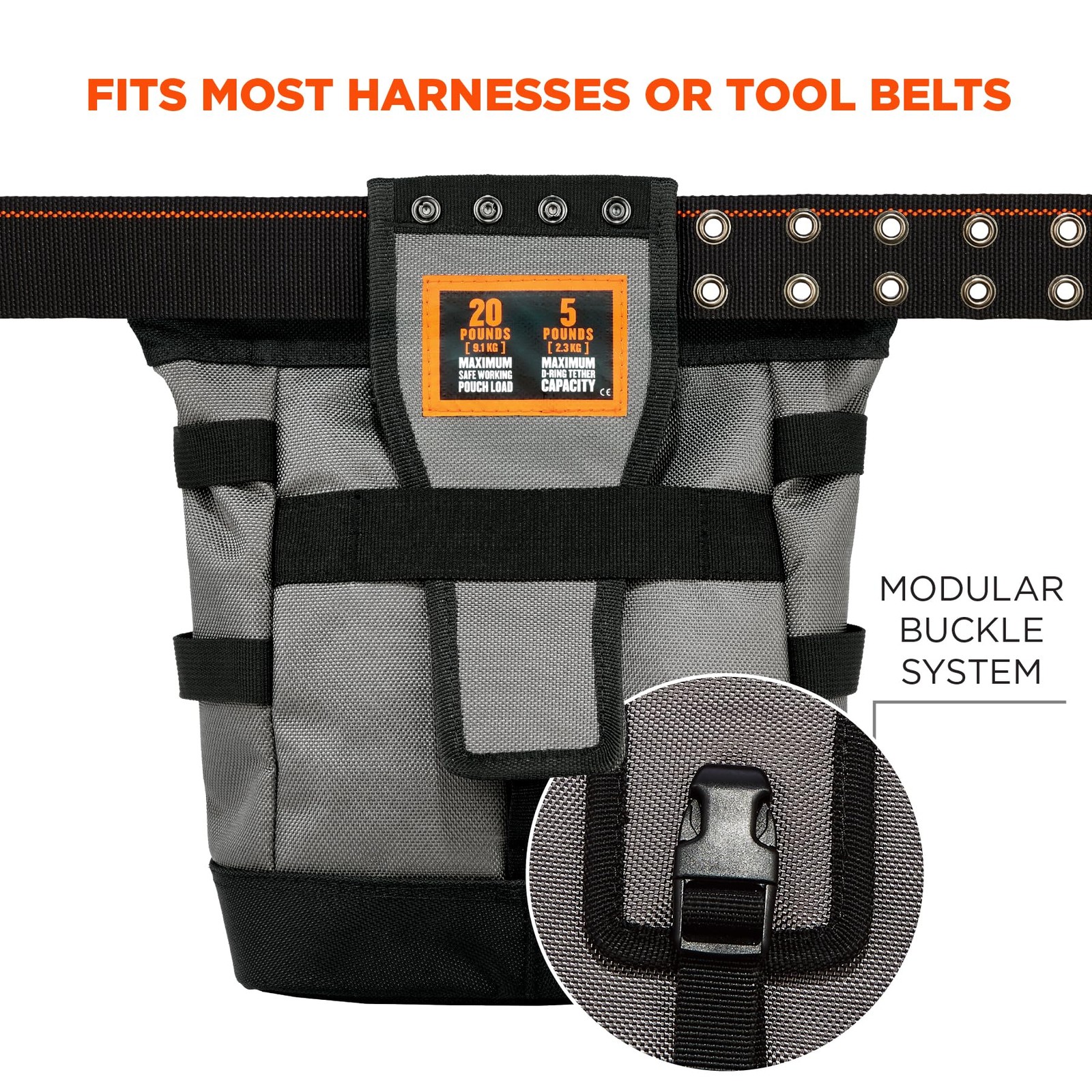 Arsenal 5527 Topped Tool Pouch with Snap-Hinge Closure, Size, Black , Orange