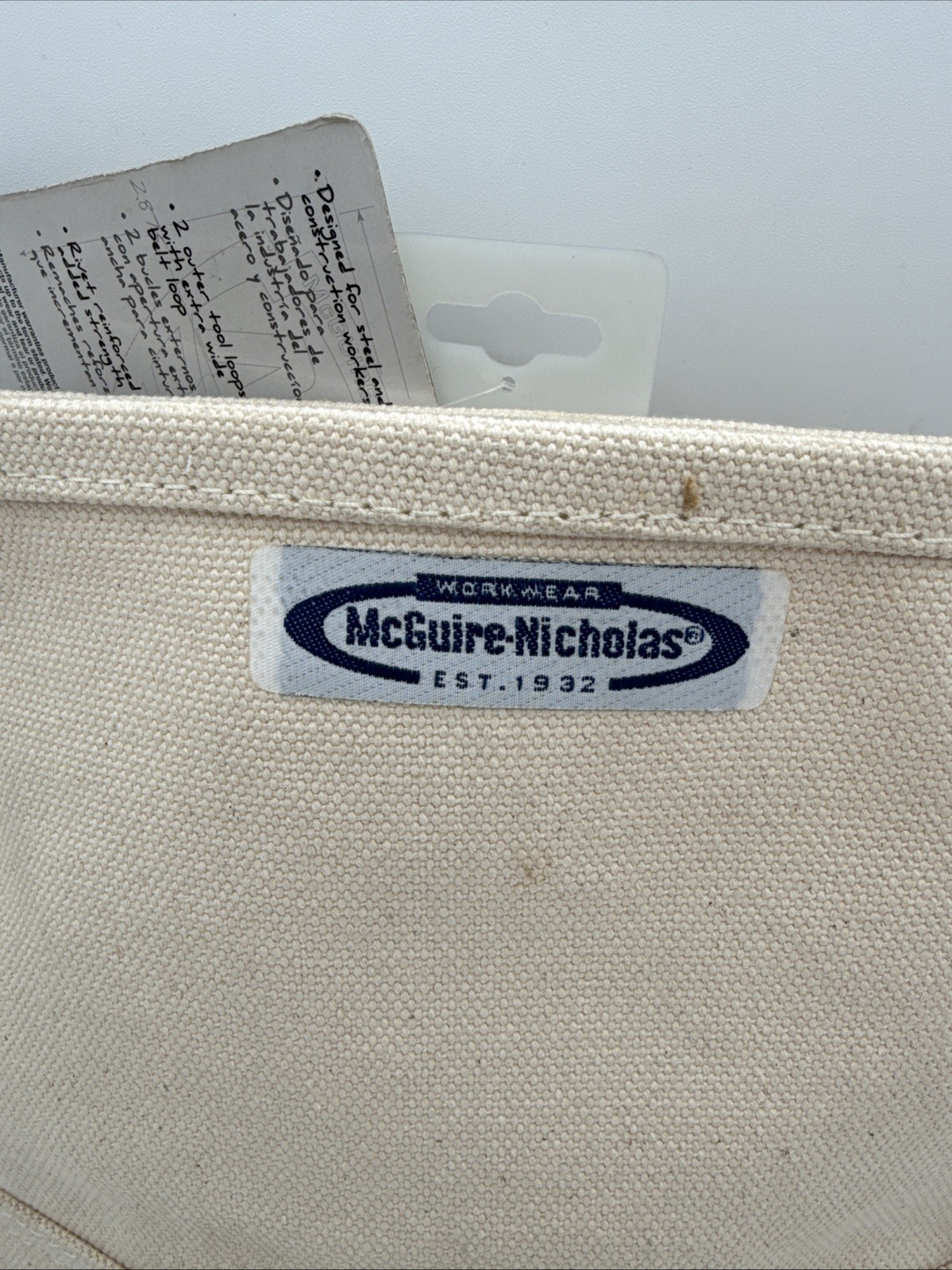 McGuire-Nicholas #914 Tool Bolt Nut & Nail Bag Canvas Pouch Made in India NOS